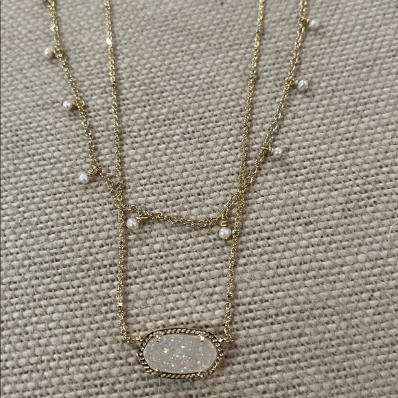 Kendra Scott Elisa Pearl & Drusy Stone Adjustable Layered Necklace/NWT - Picture 5 of 14